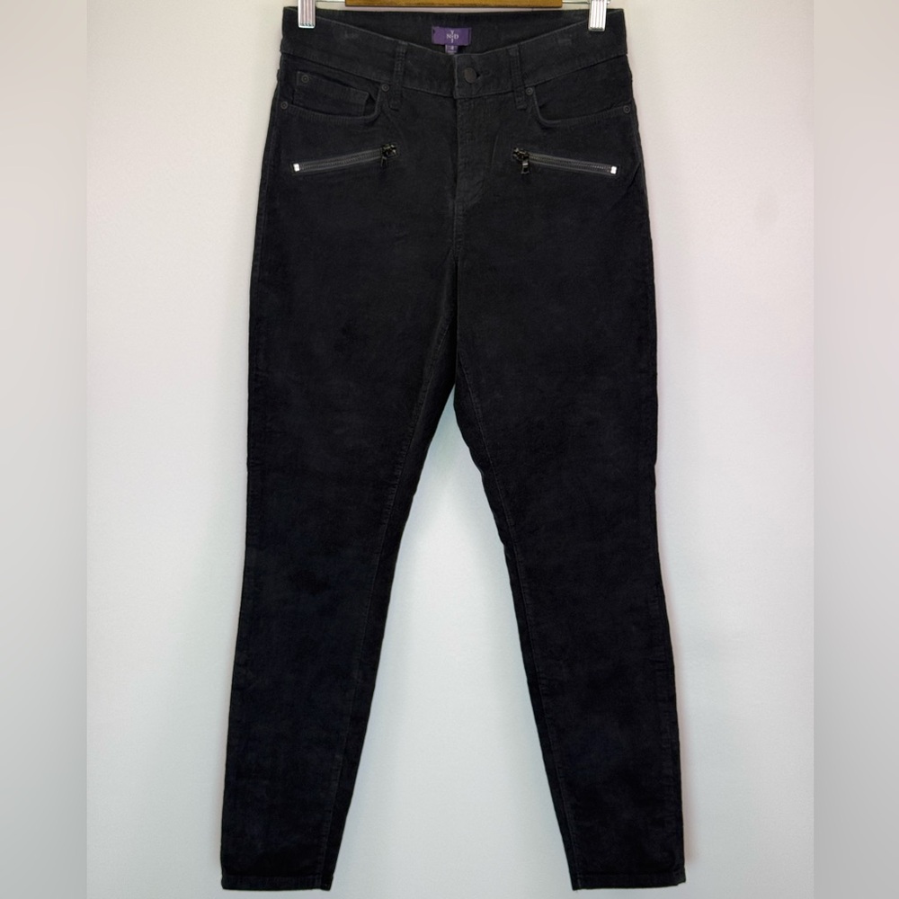 NYDJ Women's Black Corduroy Skinny Front Zipper Pocket‎ Moto Jeans Size 4